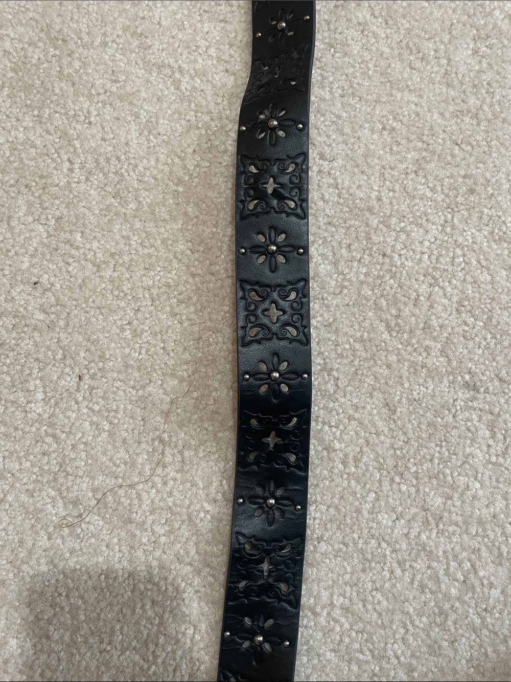 Rue21 Black & Tan Floral Cutout Belt with Silver Buckle - Picture 3 of 3